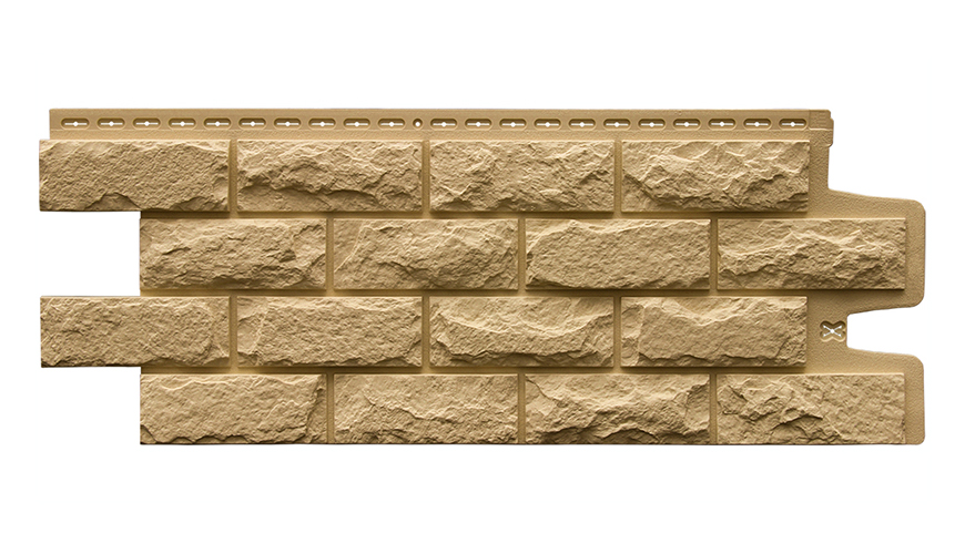 Фасадная панель Grand Line Classic Колотый камень моноцвет 0,992х0,392 Песочный