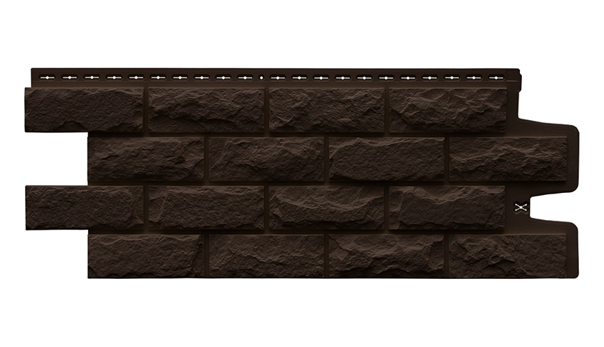 Фасадная панель Grand Line Classic Колотый камень моноцвет 0,992х0,392 Шоколадный