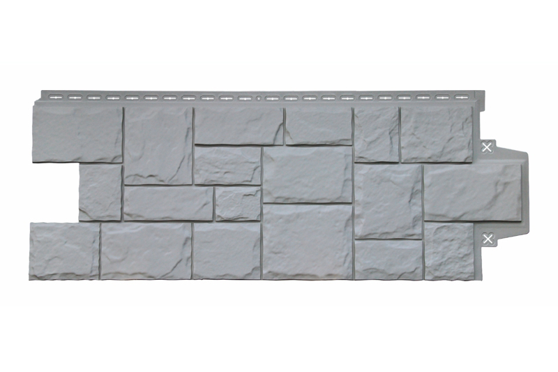 Фасадная панель Grand Line Classic Крупный камень моноцвет 0,995х0,39 Серый
