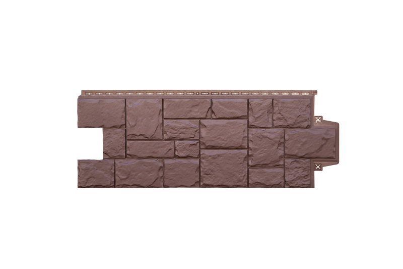 Фасадная панель Grand Line Classic Крупный камень моноцвет 0,995х0,39 Шоколадный